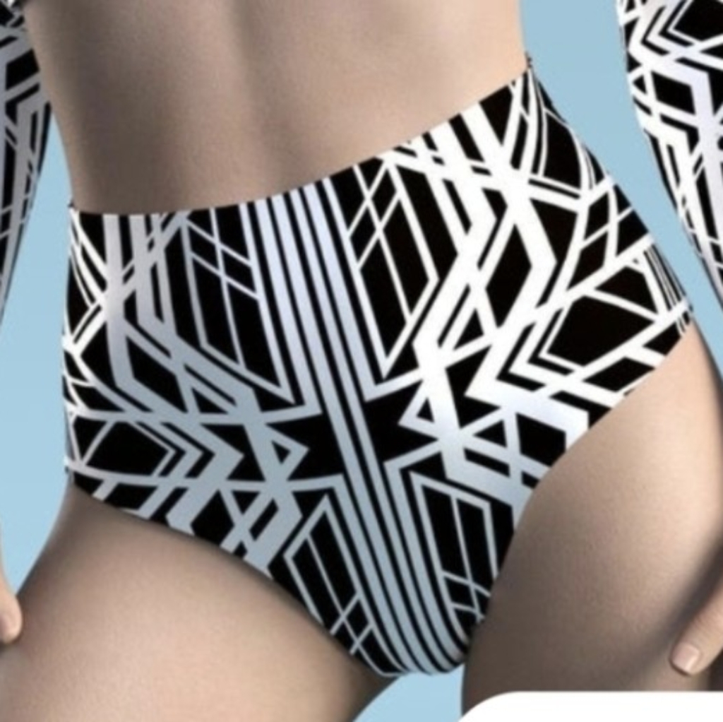 Candy Catz Black And White Geometric Print Cheeky Rave Bottoms